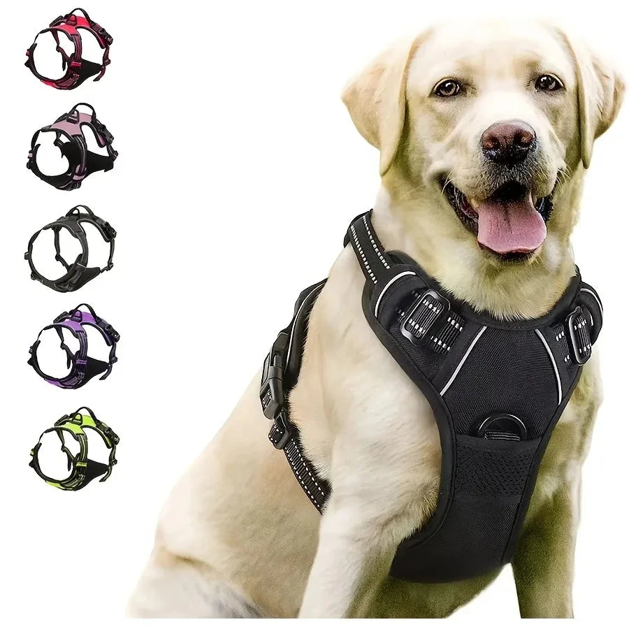 Adjustable No-Pull Dog Harness with Control Handle & Reflective Straps