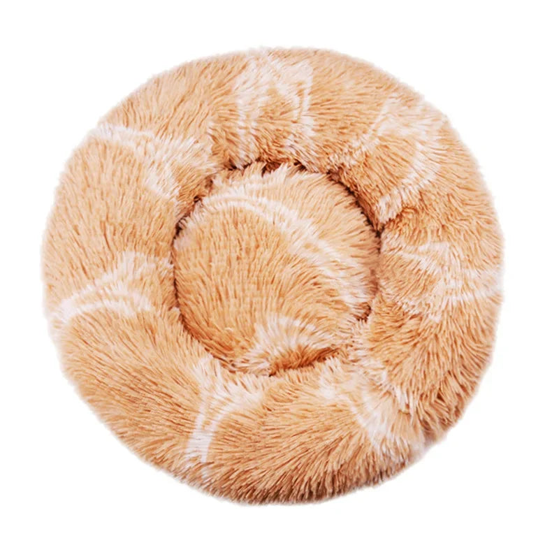Soft Plush Donut Pet Bed for Dogs & Cats – Washable Round Bed