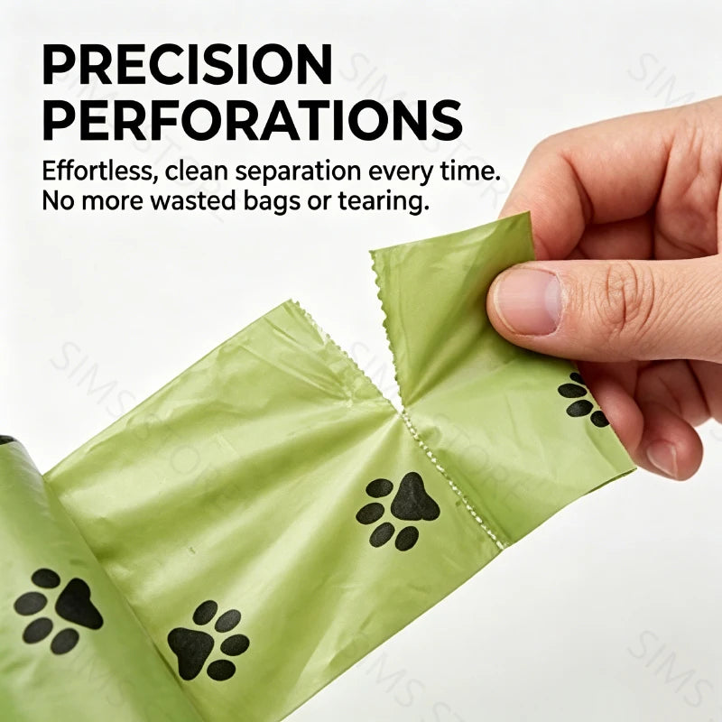 Cornstarch-Based Dog Poop Bags – Leakproof Waste Bag Rolls