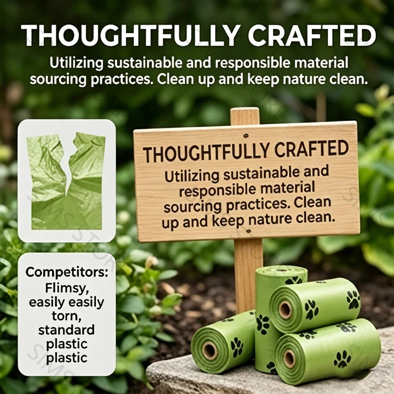 Cornstarch-Based Dog Poop Bags – Leakproof Waste Bag Rolls