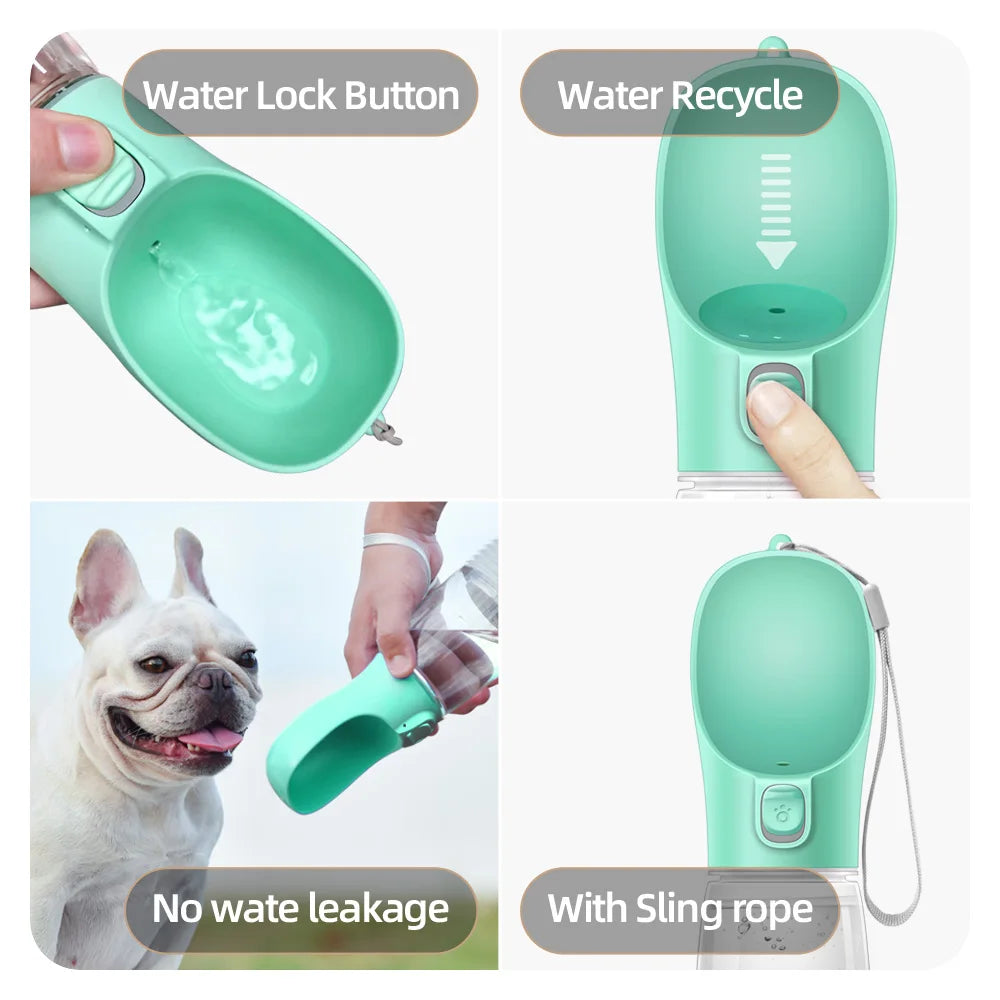 Leakproof Portable Pet Water Bottle with Built-In Travel Bowl