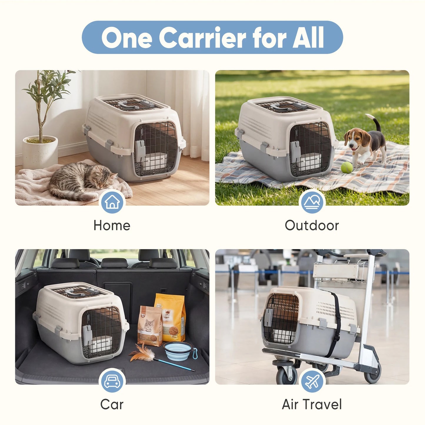 Hard-Shell Pet Carrier for Cats & Small Dogs – Ventilated Travel Crate