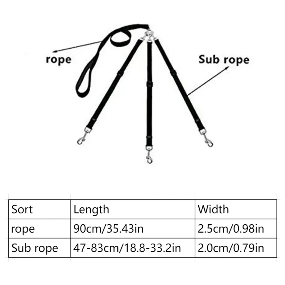 3-in-1 No-Tangle Dog Leash for Multiple Dogs – Padded Handle