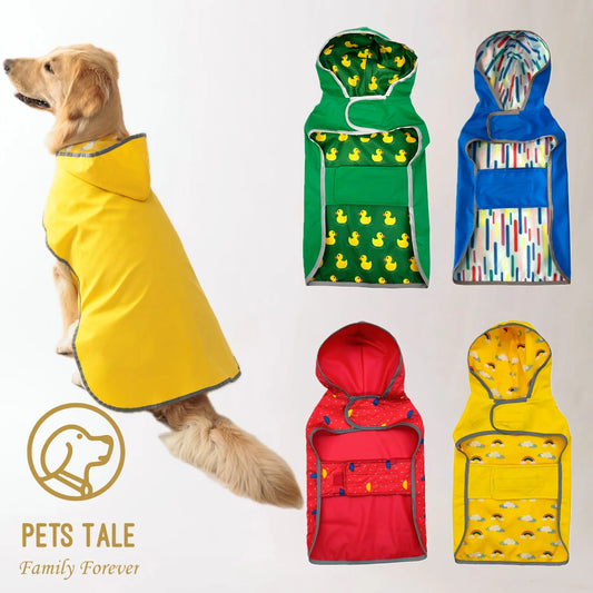 Reversible Waterproof Dog Raincoat – Double-Layer Hooded Jacket