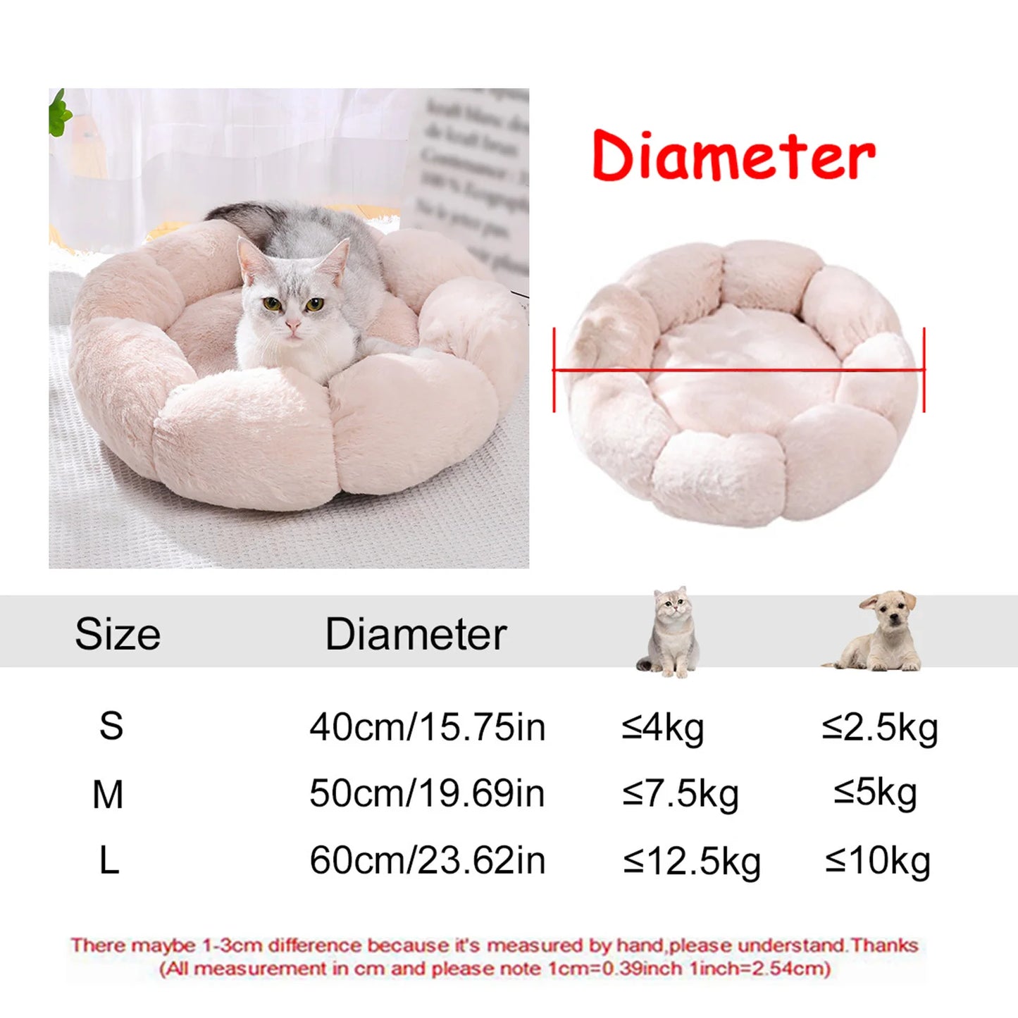 Soft Plush Donut Pet Bed for Dogs & Cats – Washable Round Bed