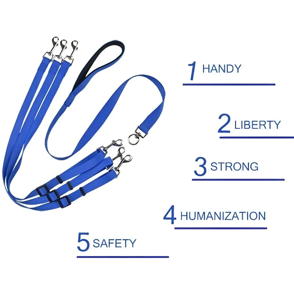 3-in-1 No-Tangle Dog Leash for Multiple Dogs – Padded Handle
