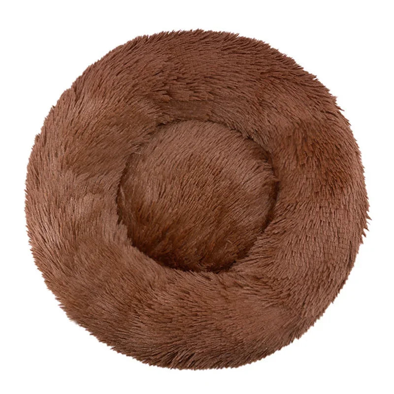 Soft Plush Donut Pet Bed for Dogs & Cats – Washable Round Bed