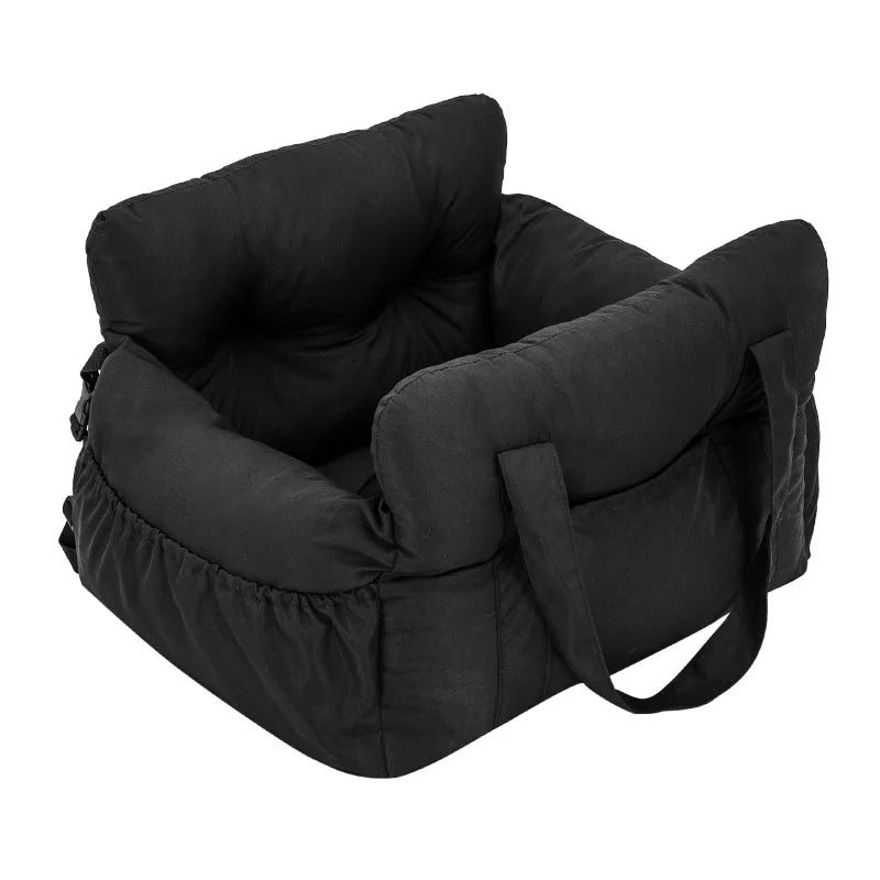 Washable Dog Car Seat with Safety Strap – Portable Travel Bed & Carrier