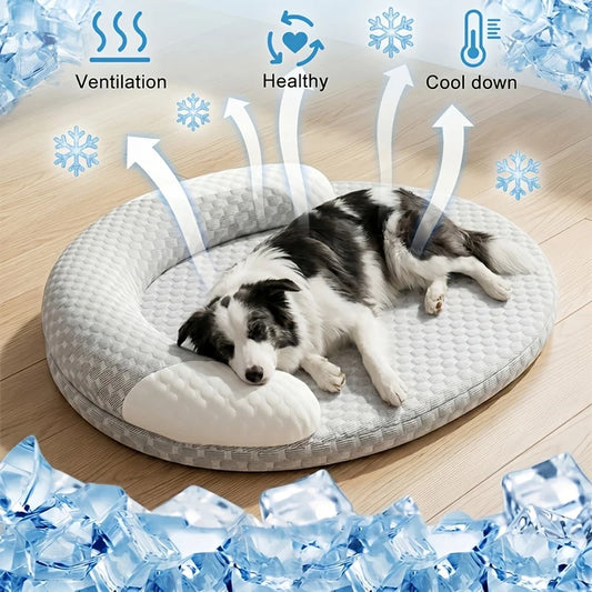 Cooling Orthopedic Pet Bed for Dogs & Cats – Soft Washable Summer Mattress