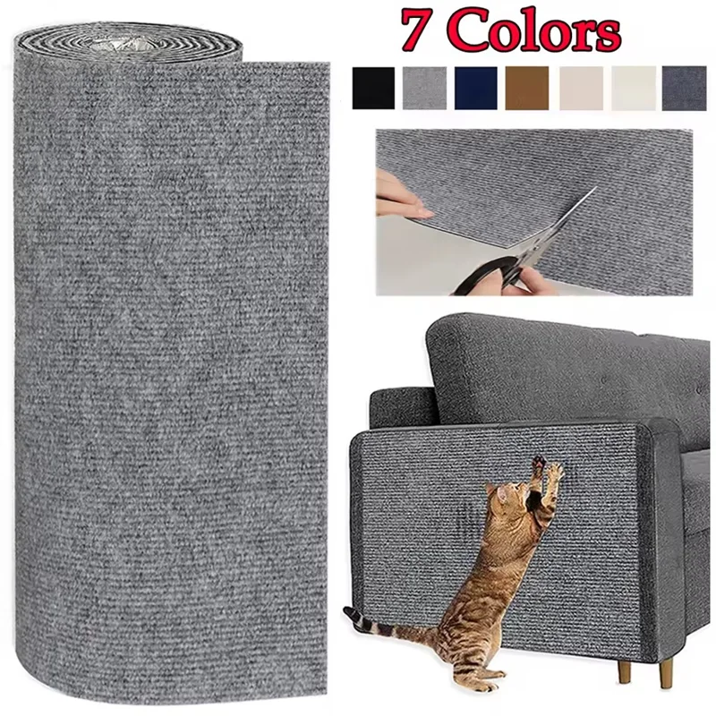 Trim-to-Fit Cat Scratching Mat for Sofas & Furniture – Self-Adhesive Protector