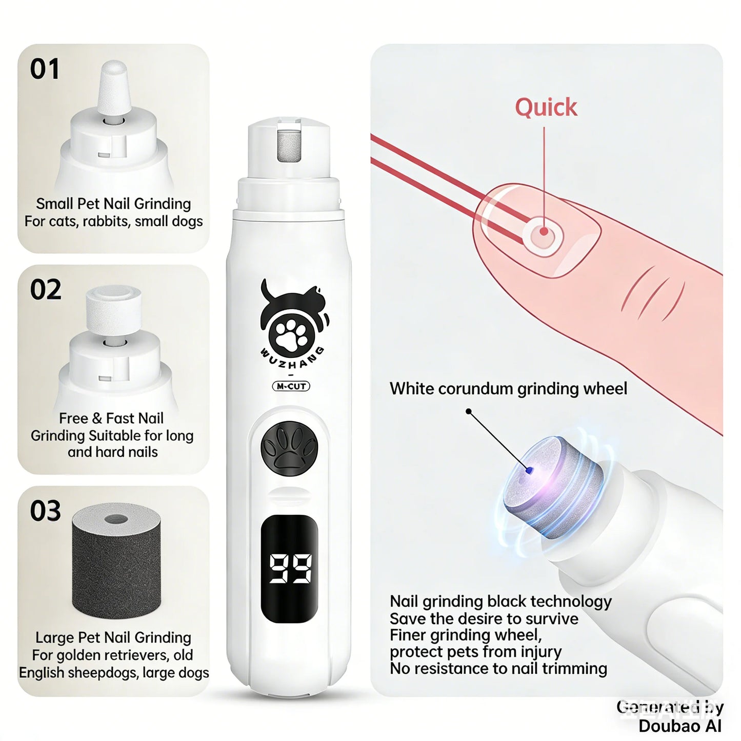 Professional Electric Pet Nail Grinder with LED Display