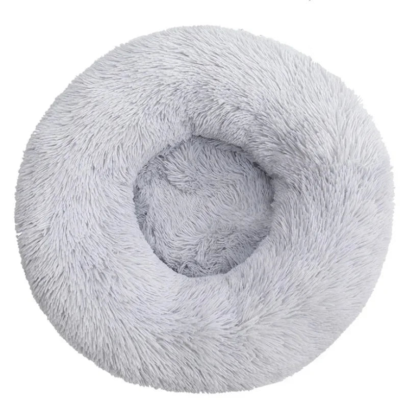 Soft Plush Donut Pet Bed for Dogs & Cats – Washable Round Bed