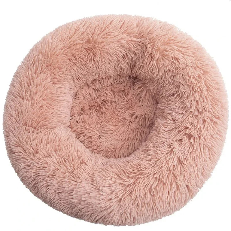 Soft Plush Donut Pet Bed for Dogs & Cats – Washable Round Bed