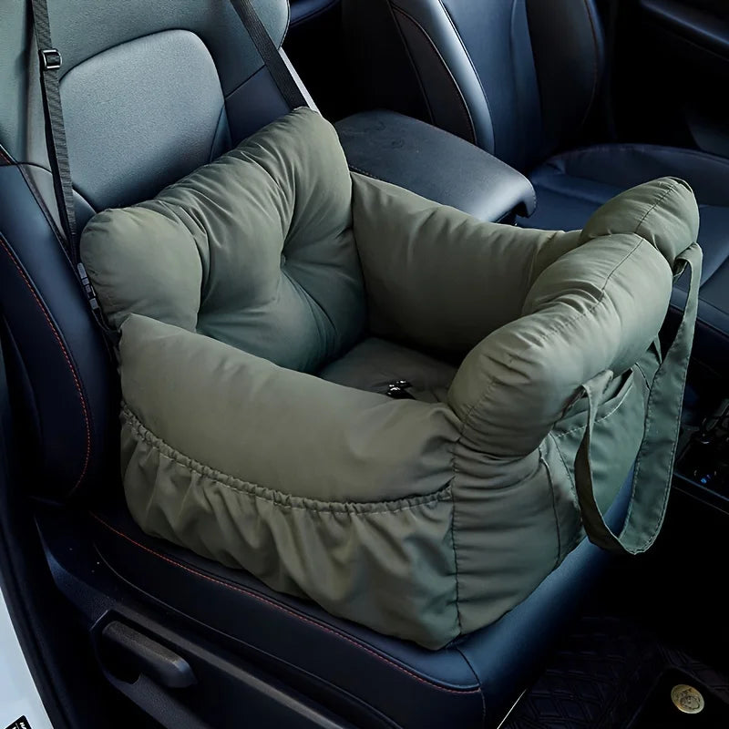 Washable Dog Car Seat with Safety Strap – Portable Travel Bed & Carrier