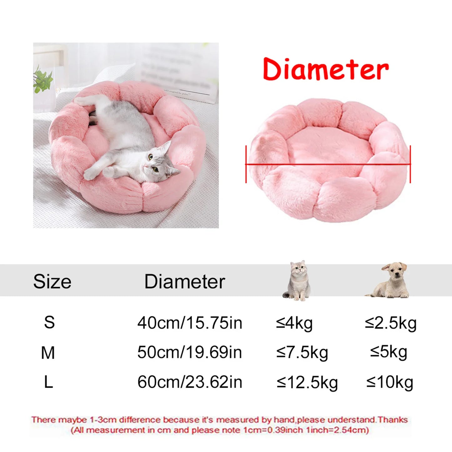 Soft Plush Donut Pet Bed for Dogs & Cats – Washable Round Bed