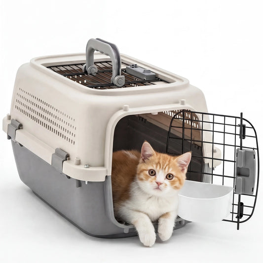 Hard-Shell Pet Carrier for Cats & Small Dogs – Ventilated Travel Crate