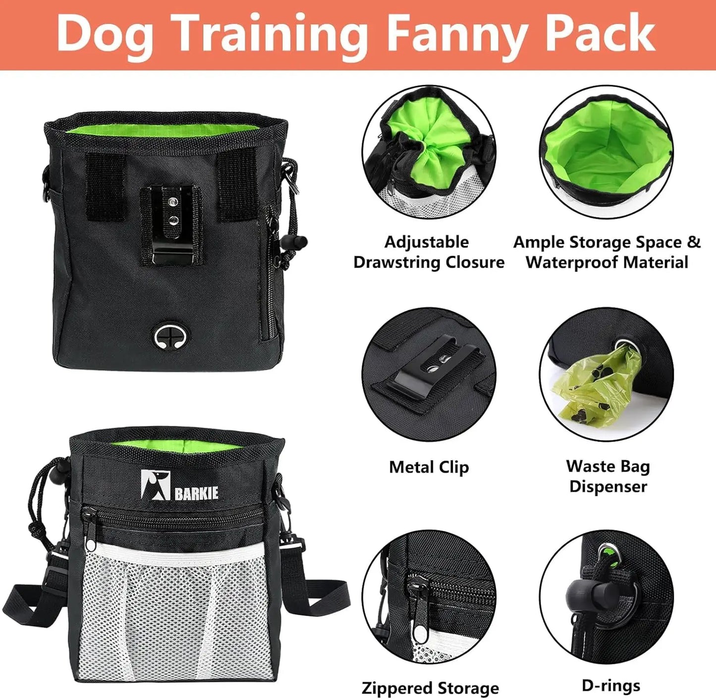 Professional Dog Training Kit with Treat Pouch, Clicker & Whistle