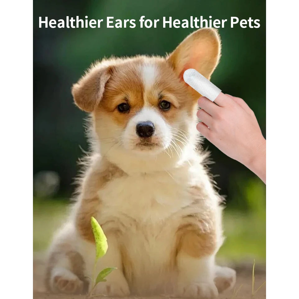 Gentle Ear Cleaning Finger Wipes for Dogs & Cats – 50 Pack