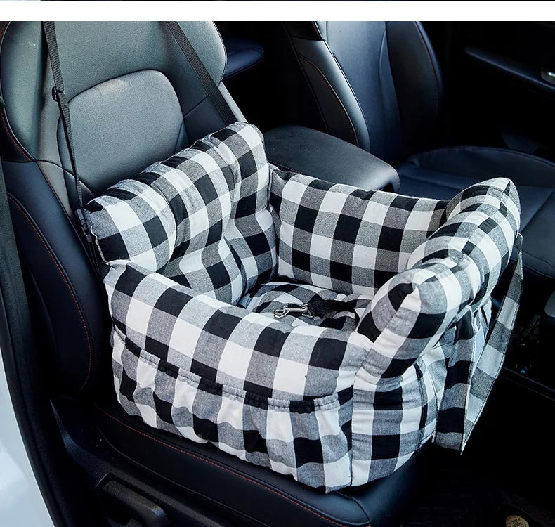 Washable Dog Car Seat with Safety Strap – Portable Travel Bed & Carrier