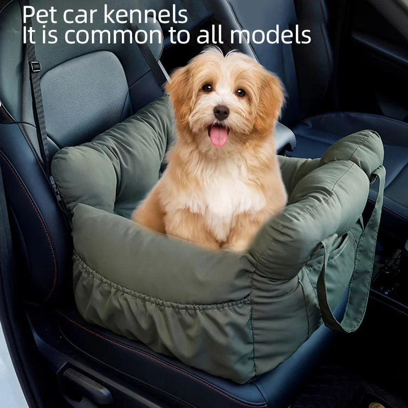 Washable Dog Car Seat with Safety Strap – Portable Travel Bed & Carrier