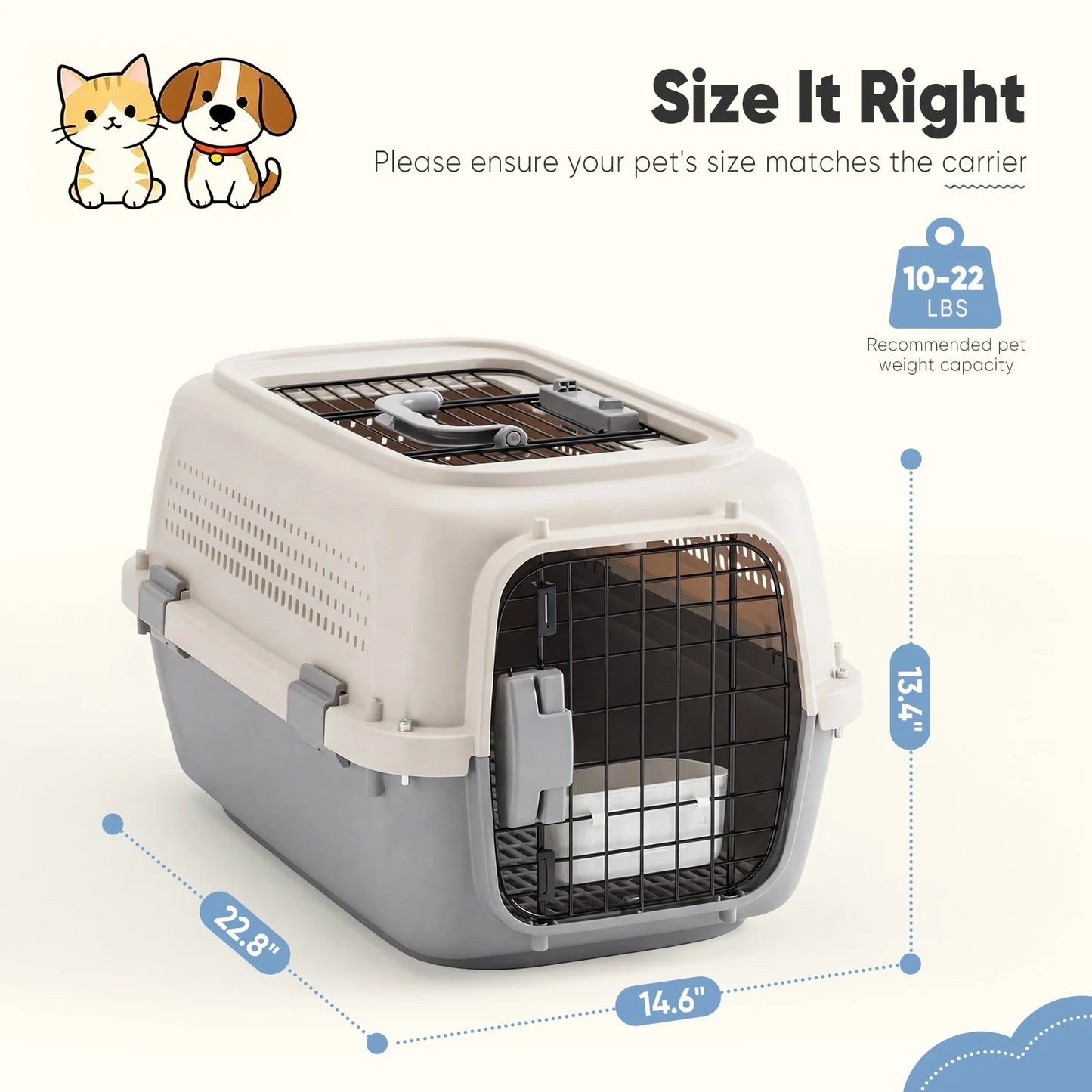 Hard-Shell Pet Carrier for Cats & Small Dogs – Ventilated Travel Crate