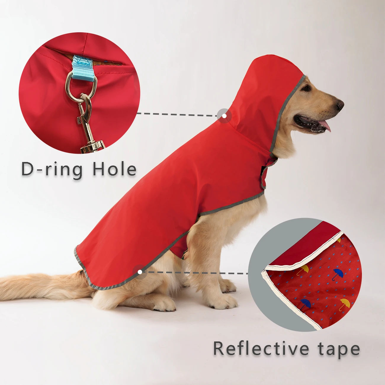 Reversible Waterproof Dog Raincoat – Double-Layer Hooded Jacket