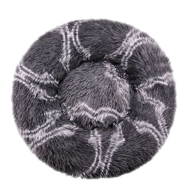 Soft Plush Donut Pet Bed for Dogs & Cats – Washable Round Bed