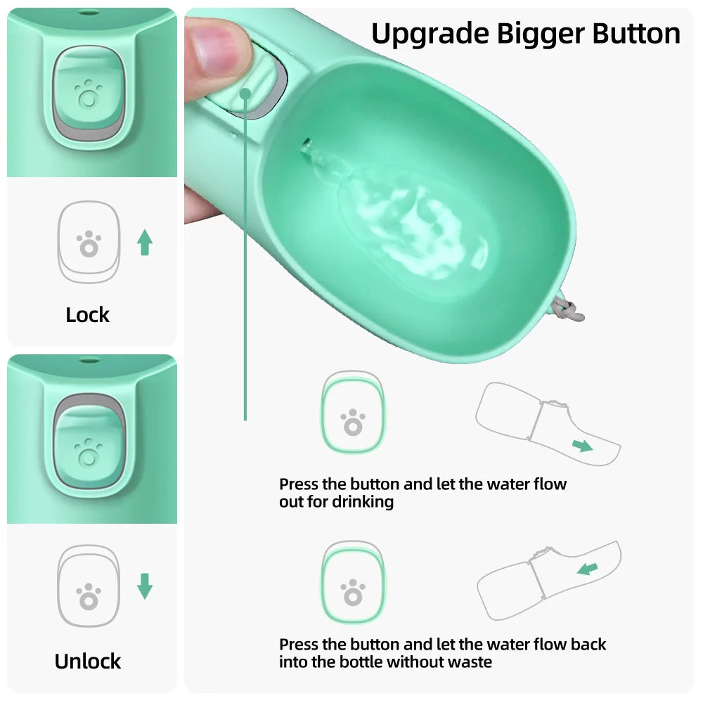 Leakproof Portable Pet Water Bottle with Built-In Travel Bowl