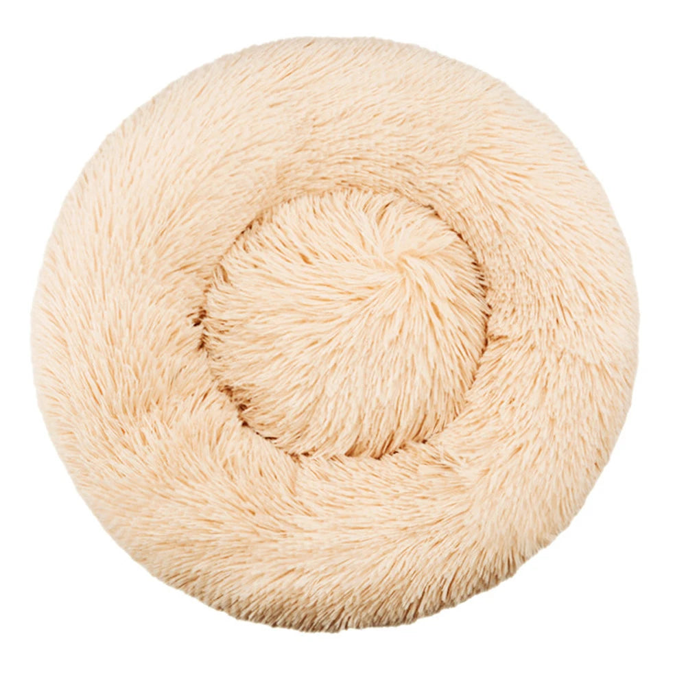 Soft Plush Donut Pet Bed for Dogs & Cats – Washable Round Bed
