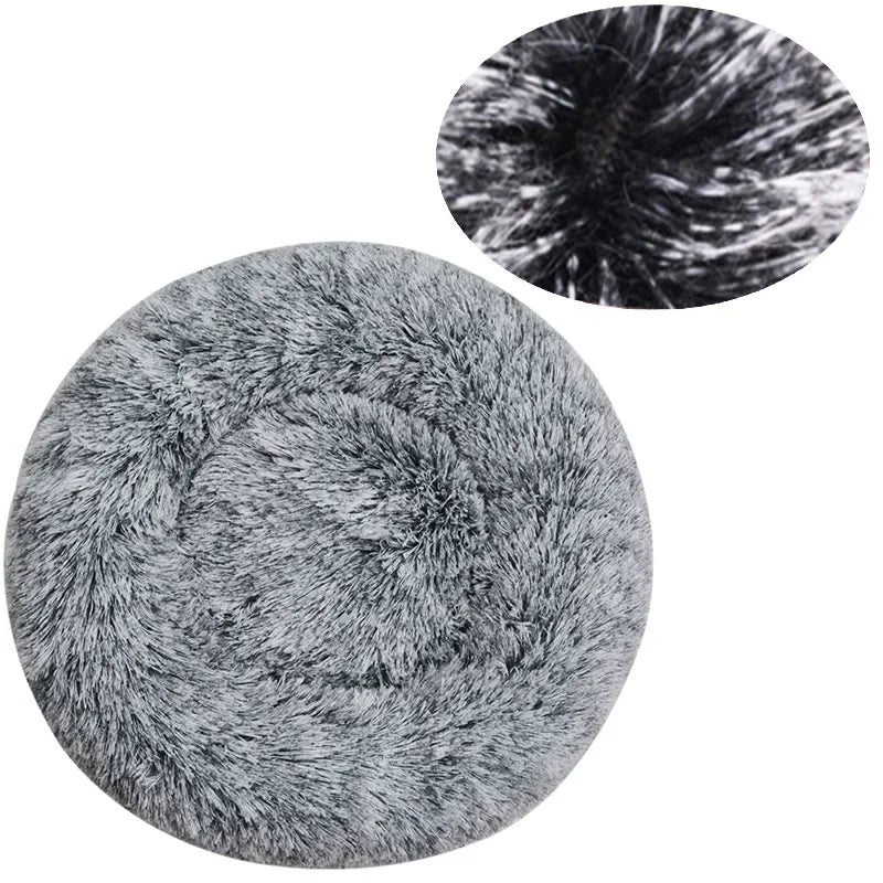 Soft Plush Donut Pet Bed for Dogs & Cats – Washable Round Bed