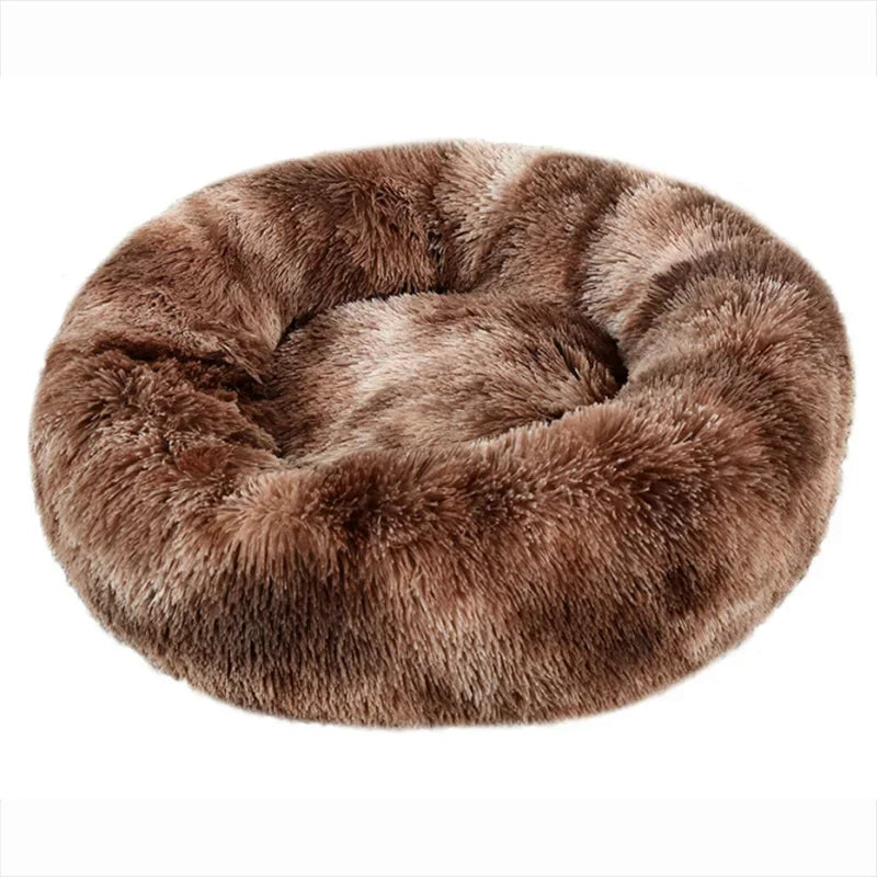 Soft Plush Donut Pet Bed for Dogs & Cats – Washable Round Bed