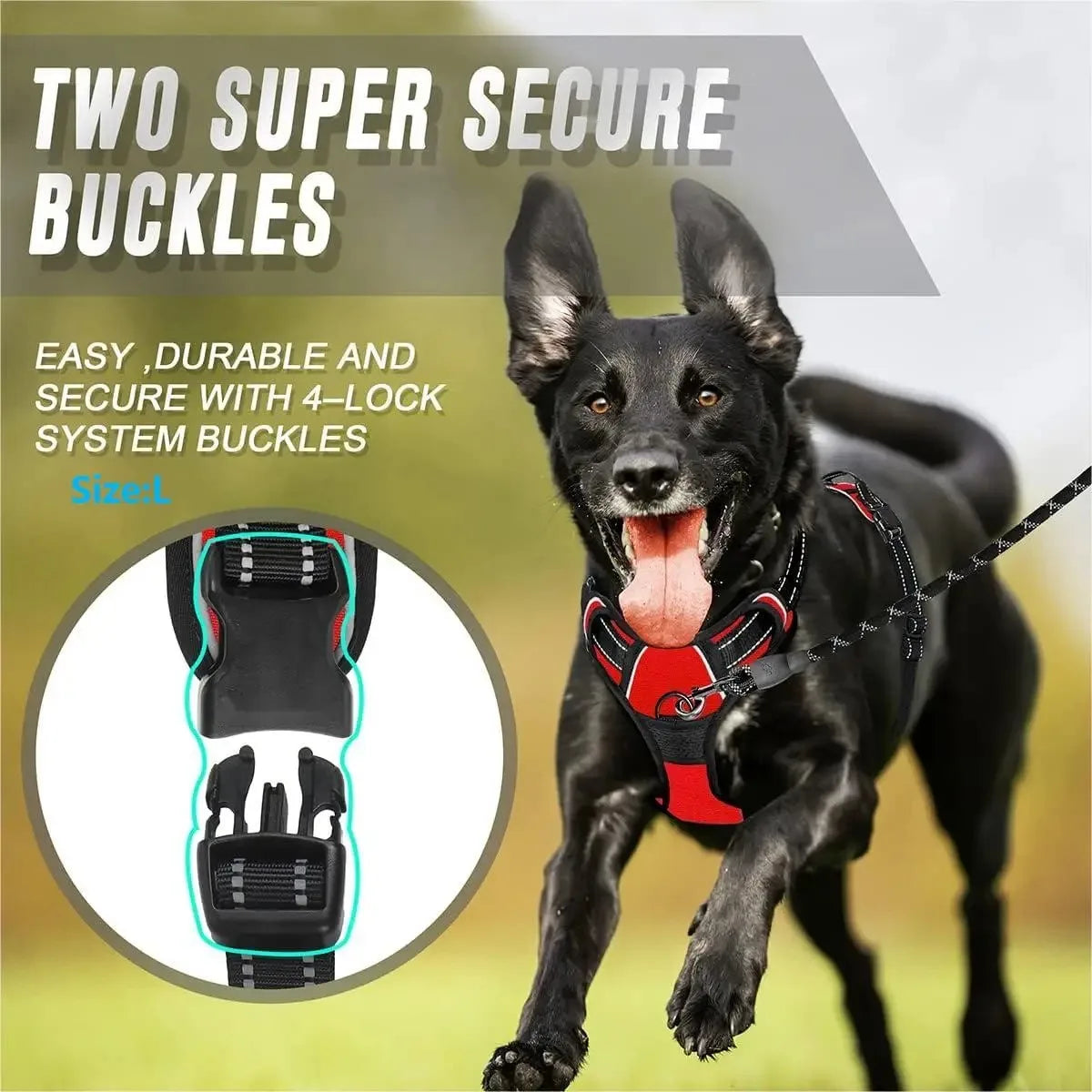Adjustable No-Pull Dog Harness with Control Handle & Reflective Straps