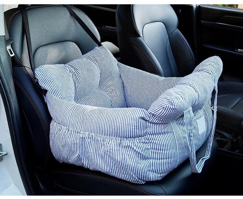 Washable Dog Car Seat with Safety Strap – Portable Travel Bed & Carrier
