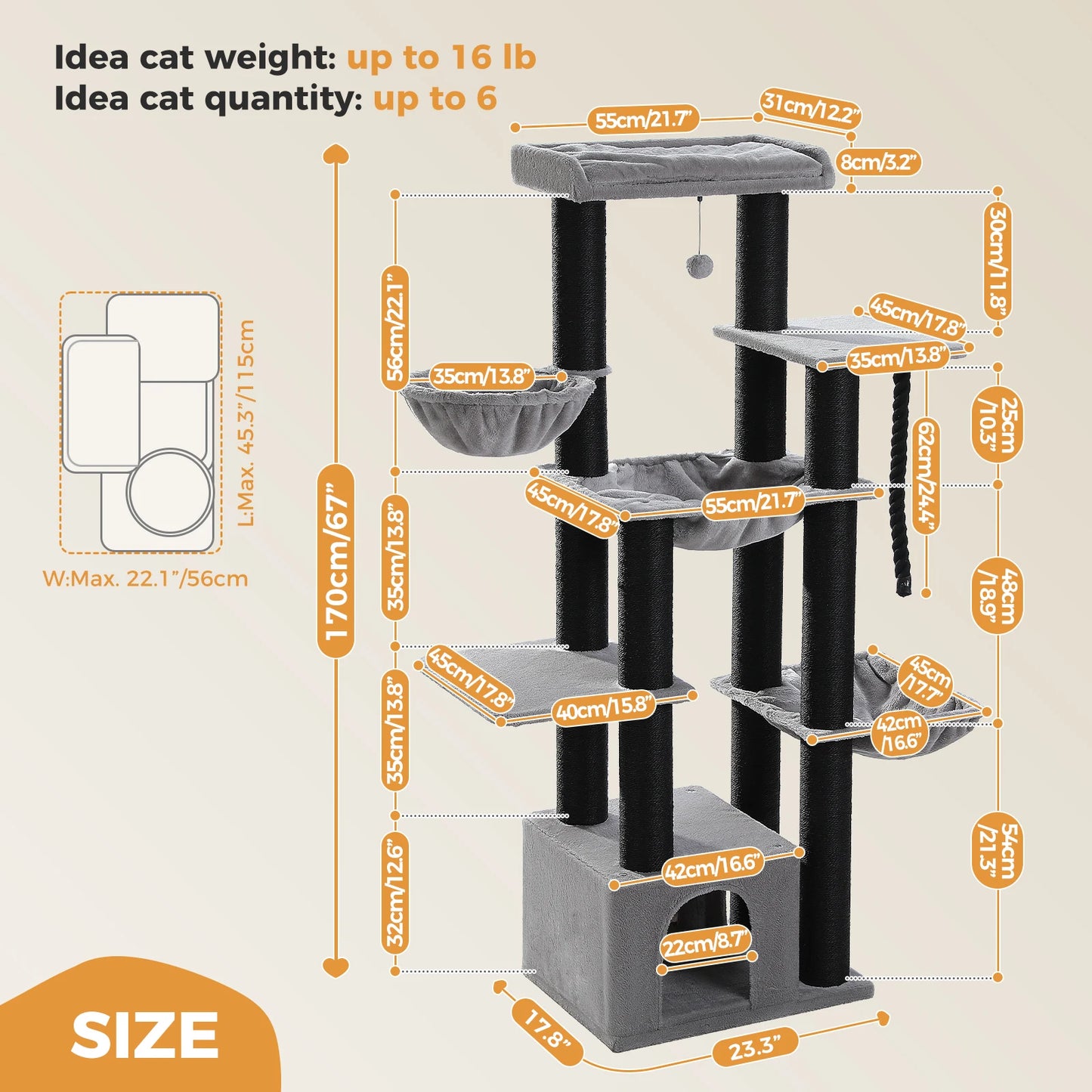 Pawora Luxury Multi-Level Cat Tree