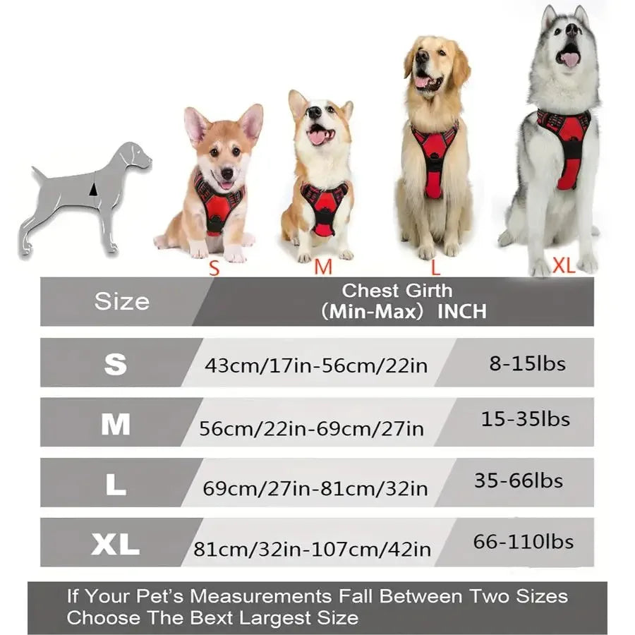 Adjustable No-Pull Dog Harness with Control Handle & Reflective Straps