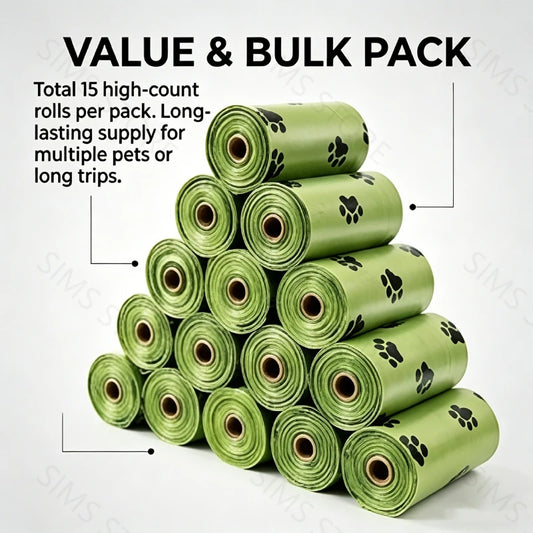 Cornstarch-Based Dog Poop Bags – Leakproof Waste Bag Rolls
