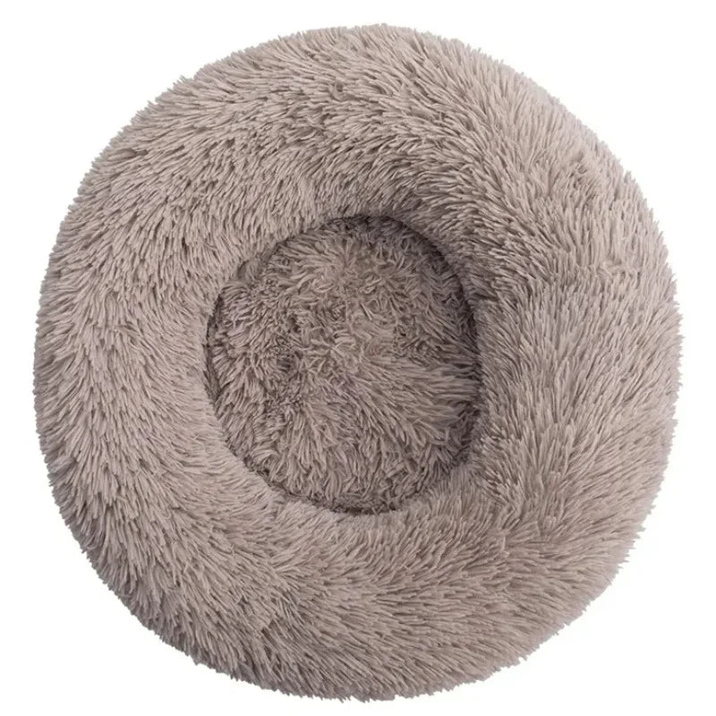 Soft Plush Donut Pet Bed for Dogs & Cats – Washable Round Bed