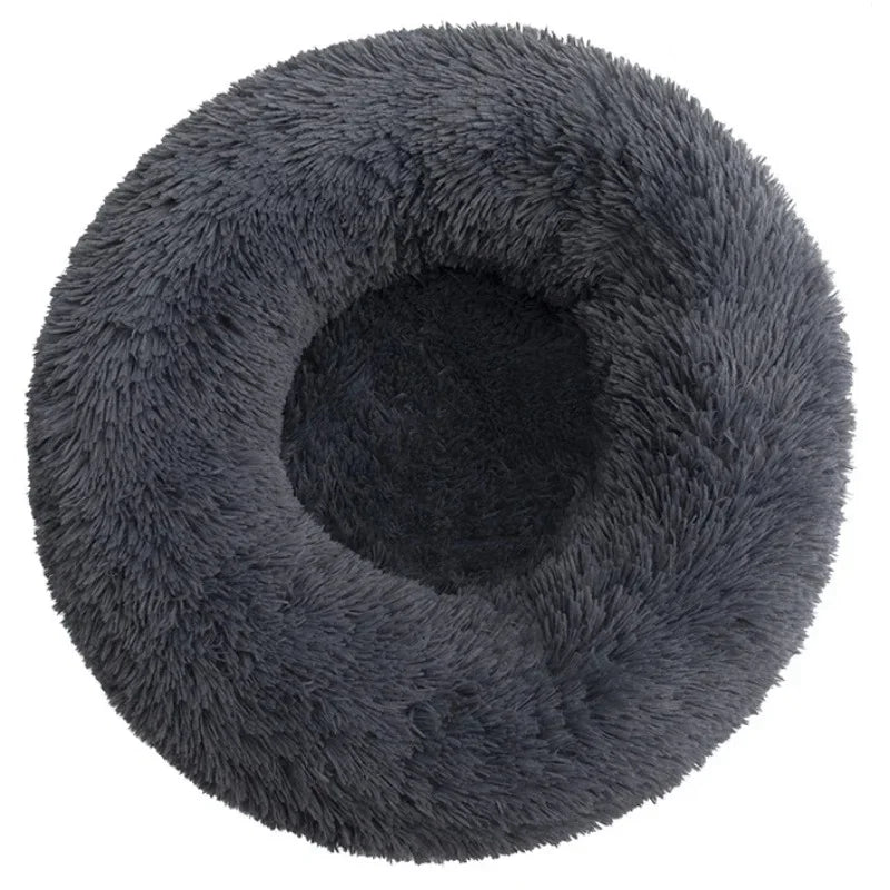 Soft Plush Donut Pet Bed for Dogs & Cats – Washable Round Bed