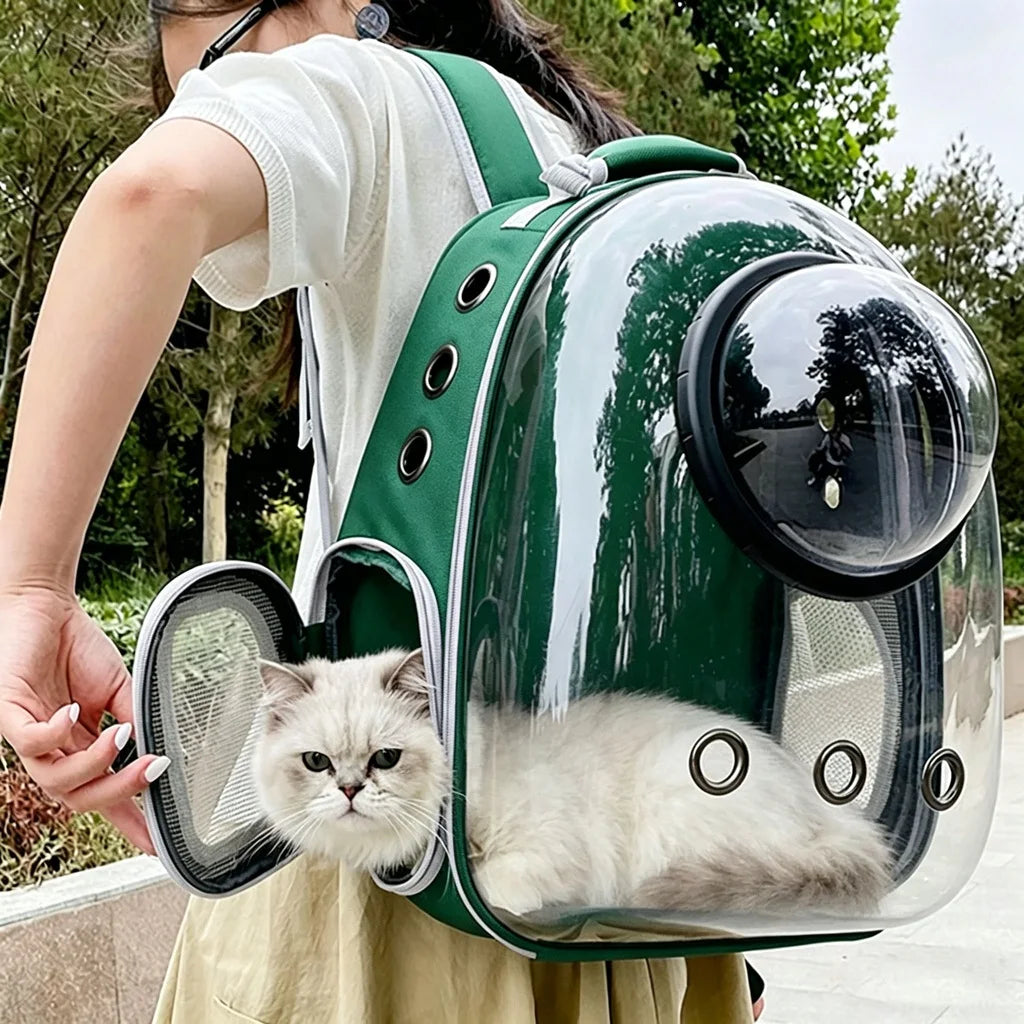 Ventilated Pet Carrier Backpack for Cats & Small Dogs – Transparent Travel Backpack