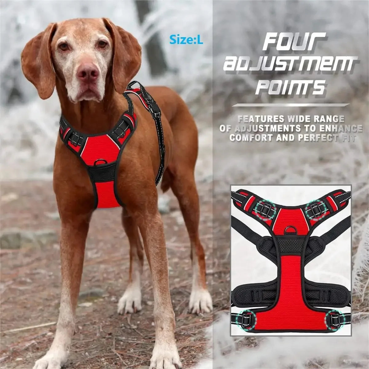Adjustable No-Pull Dog Harness with Control Handle & Reflective Straps