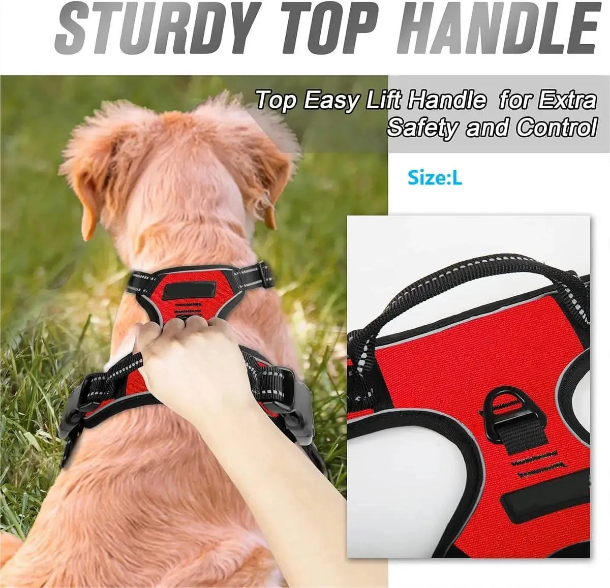 Adjustable No-Pull Dog Harness with Control Handle & Reflective Straps