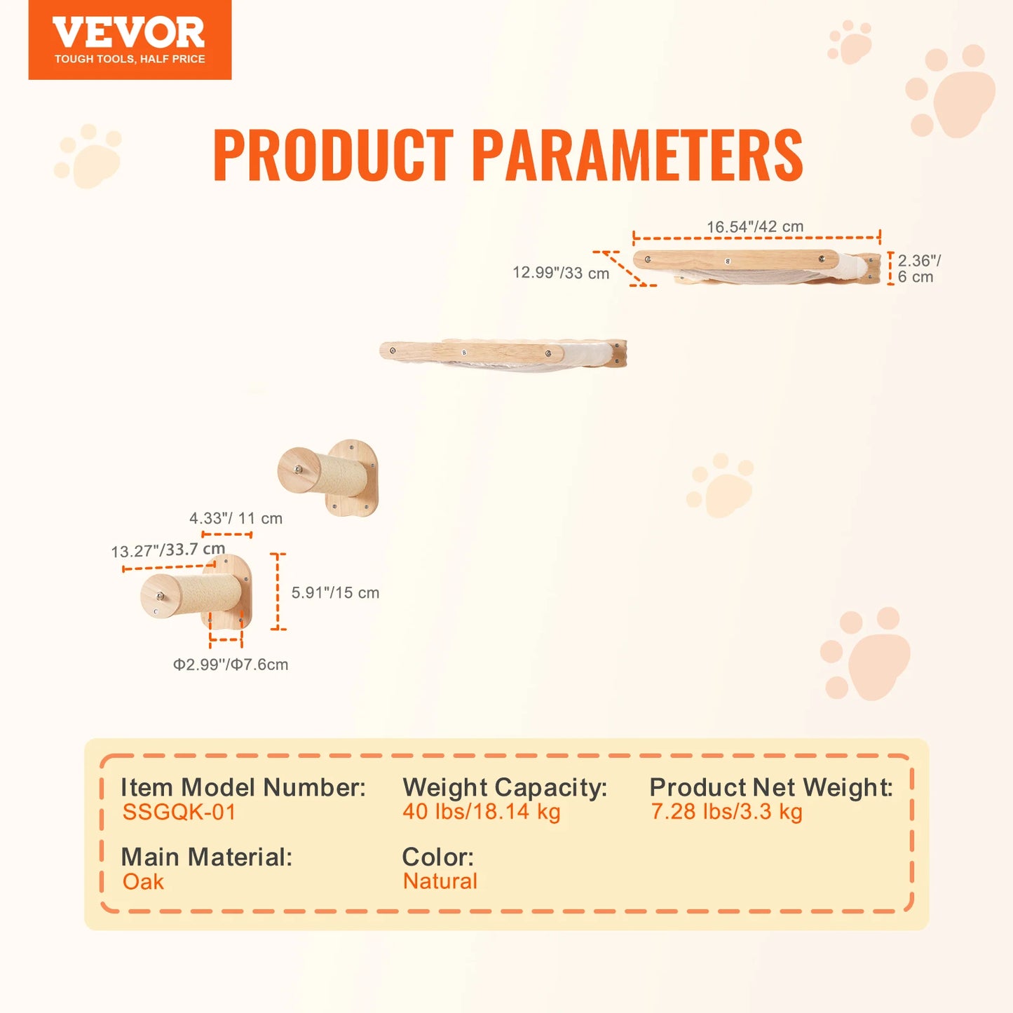 Wall-Mounted Cat Climbing Set with Shelves, Steps & Perches