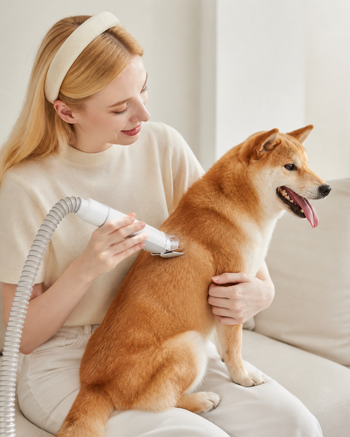 How to use the Pawora grooming vacuum on a dog